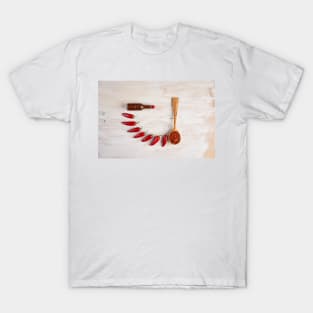 Chili peppers, flakes and hot sauce T-Shirt